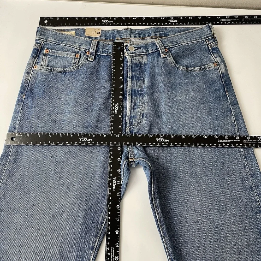 Levis 501 Jeans Mens 36x32 Blue Premium Original Button Fly Denim Grunge 90s